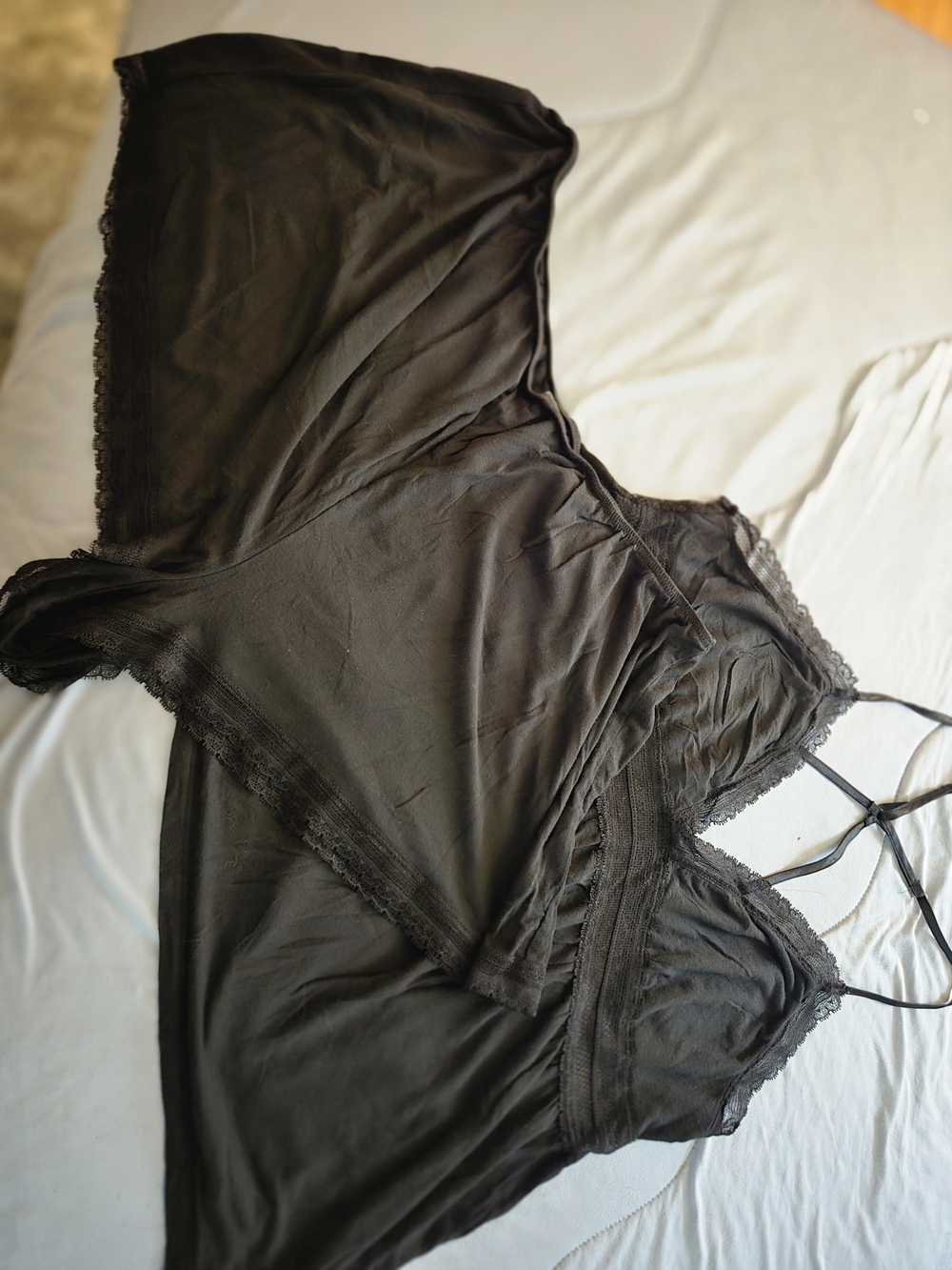 Victoria's Secret Black Lace-Trim Cami And Short Set